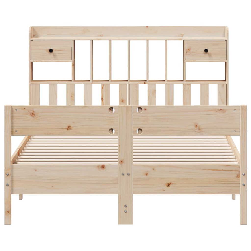 Bed met boekenkast zonder matras massief grenenhout 140x190 cm