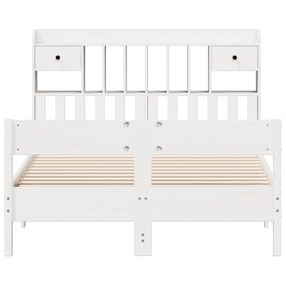 Bed met boekenkast zonder matras grenenhout wit 140x190 cm