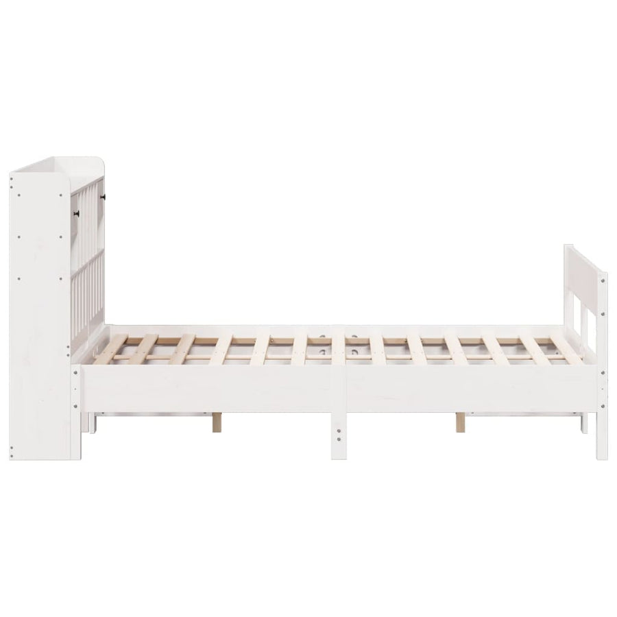 Bed met boekenkast zonder matras grenenhout wit 140x190 cm