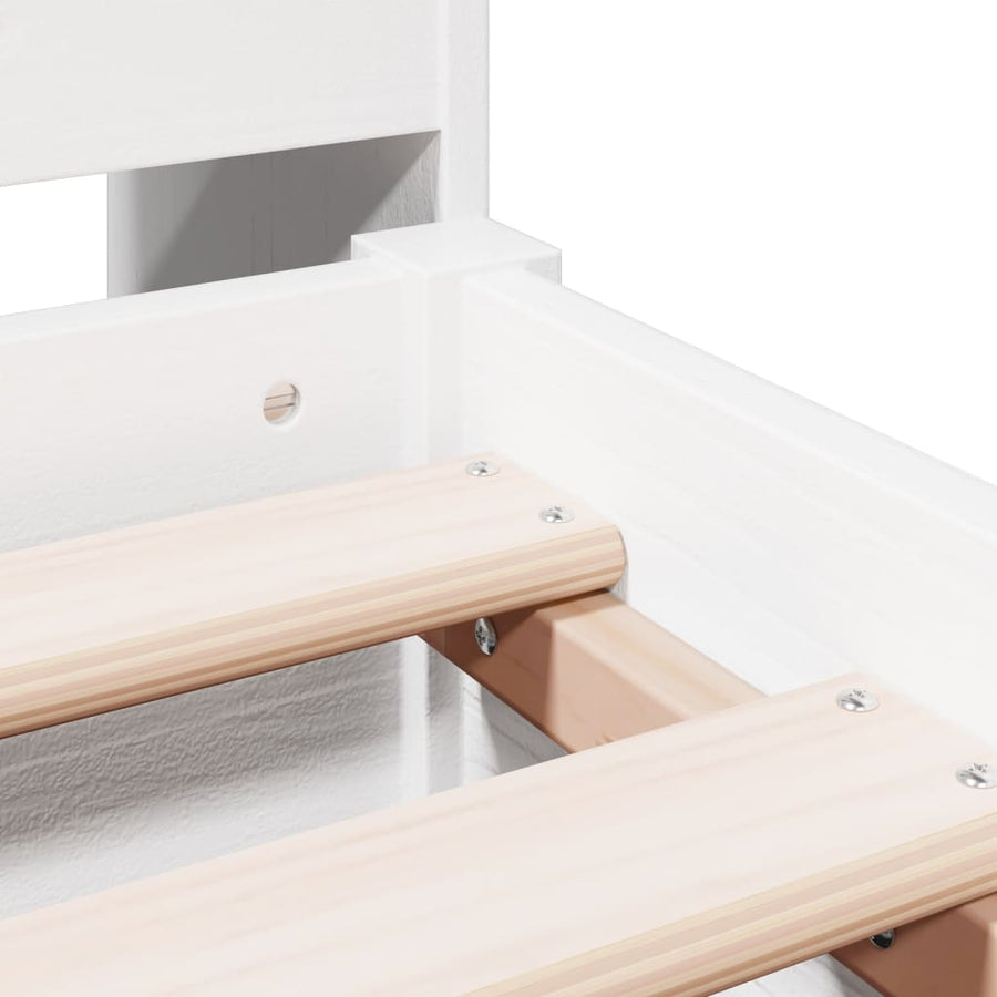 Bed met boekenkast zonder matras grenenhout wit 140x190 cm