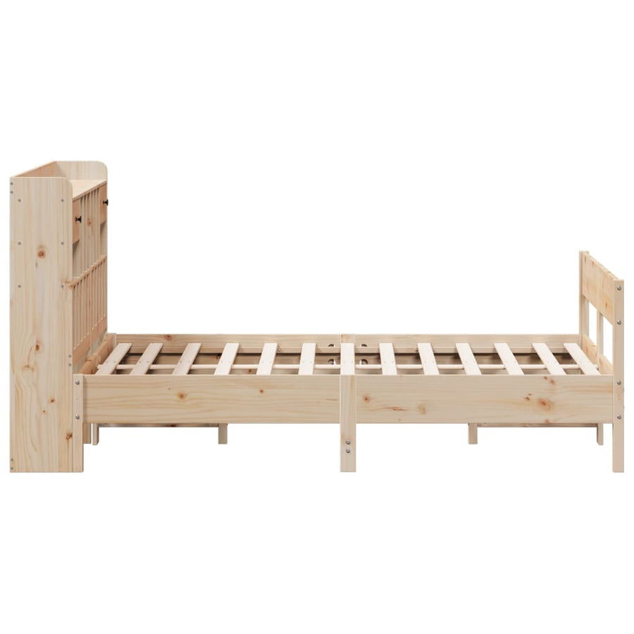 Bed met boekenkast zonder matras massief grenenhout 135x190 cm