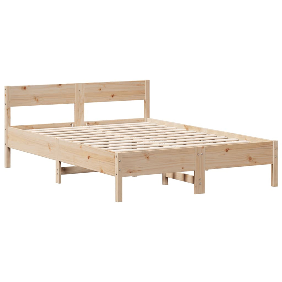 Bed met boekenkast zonder matras massief grenenhout 135x190 cm