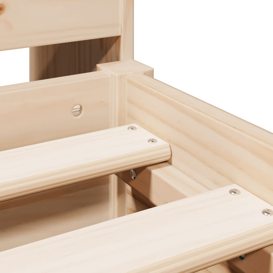Bed met boekenkast zonder matras massief grenenhout 135x190 cm