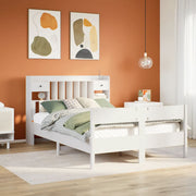 Bed 135x190 cm grenenhout wit met boekenkast