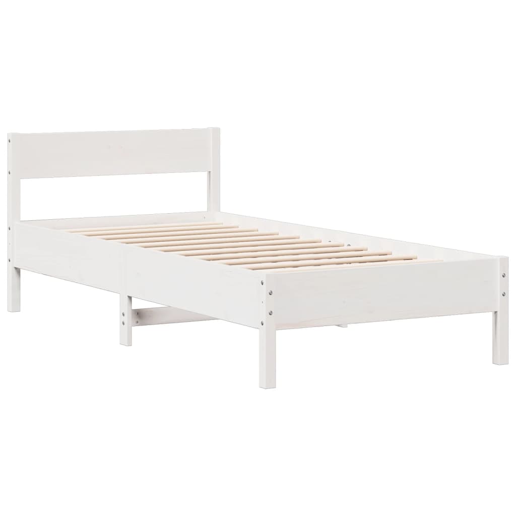 Bed met boekenkast zonder matras grenenhout wit 90x190 cm
