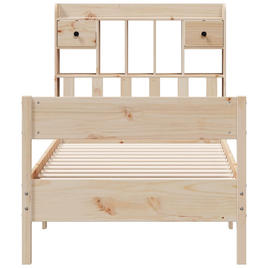 Bed met boekenkast zonder matras massief grenenhout 75x190 cm