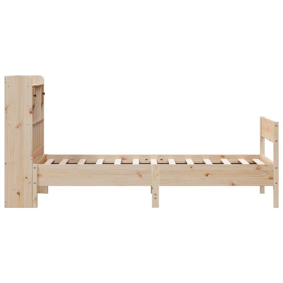 Bed met boekenkast zonder matras massief grenenhout 75x190 cm