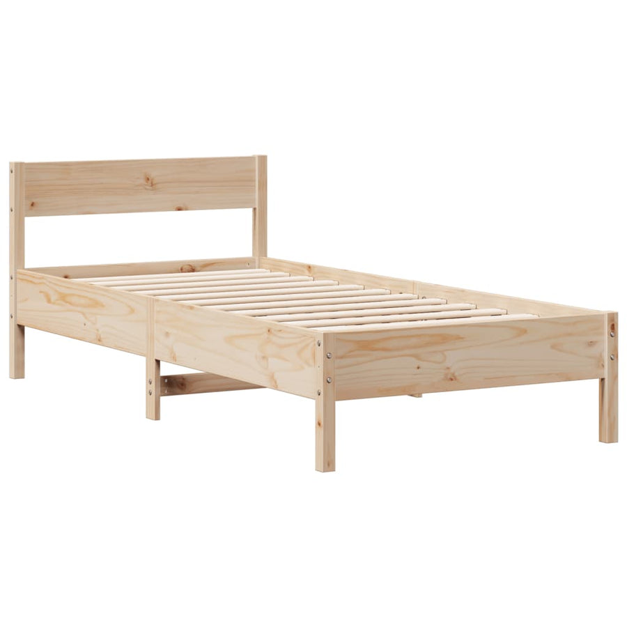 Bed met boekenkast zonder matras massief grenenhout 75x190 cm