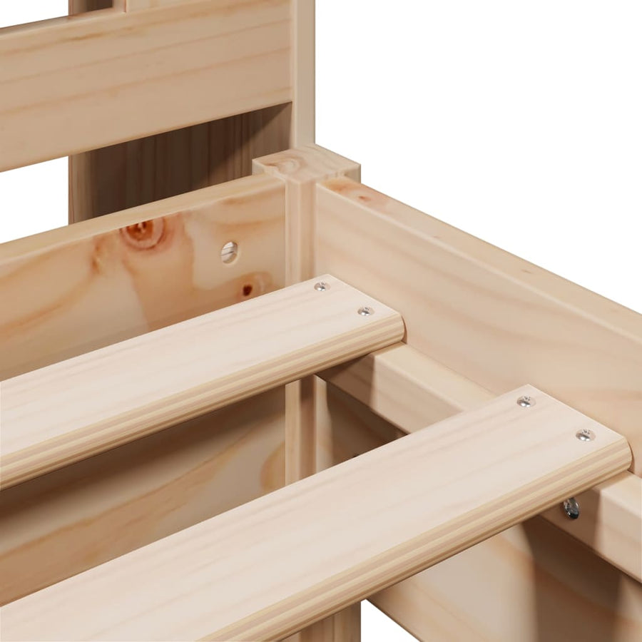 Bed met boekenkast zonder matras massief grenenhout 75x190 cm
