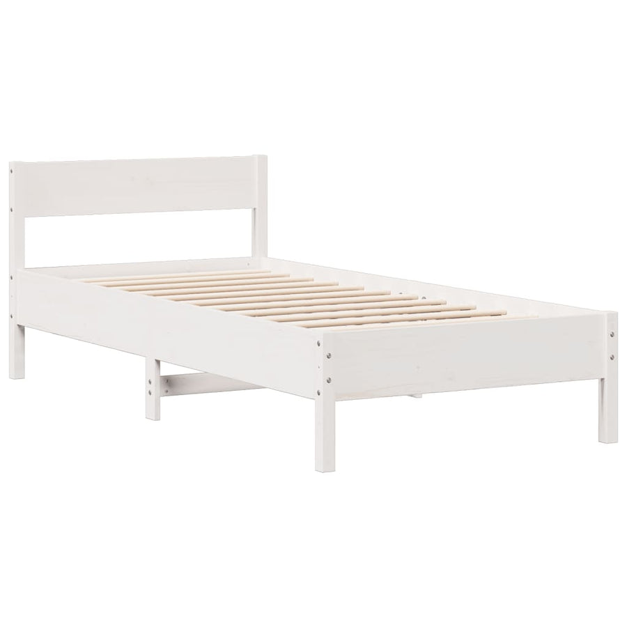 Bed met boekenkast zonder matras grenenhout wit 75x190 cm