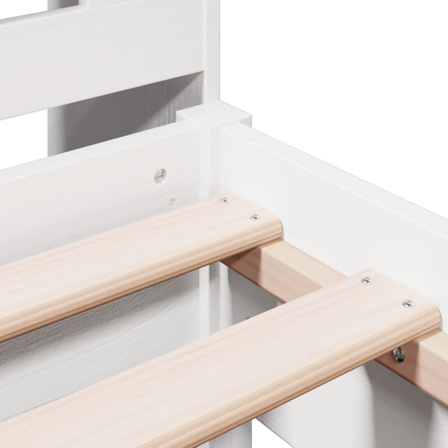 Bed met boekenkast zonder matras grenenhout wit 75x190 cm