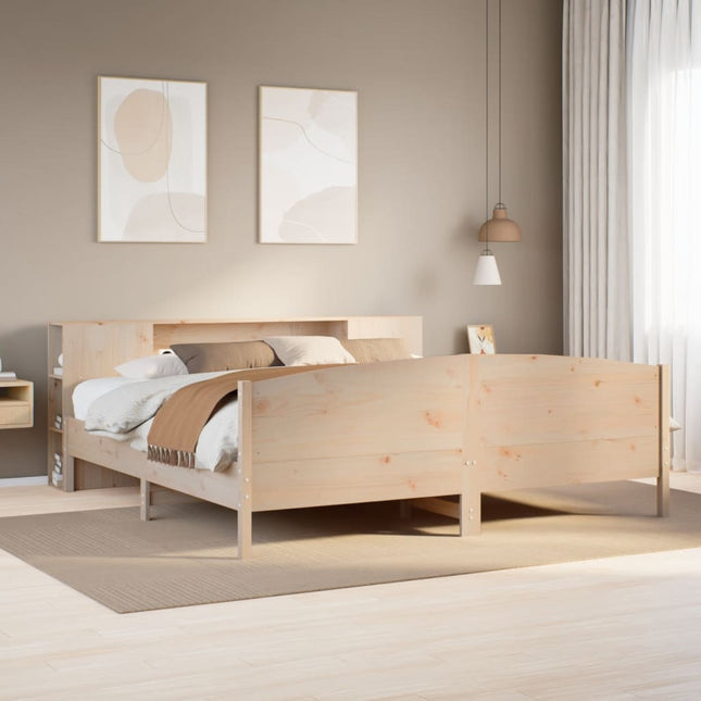 Bed met boekenkast zonder matras massief grenenhout 180x200 cm