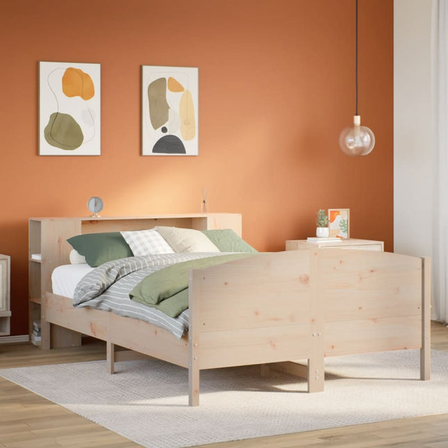 Bed met boekenkast zonder matras massief grenenhout 160x200 cm