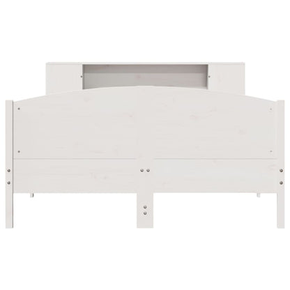 Bed met boekenkast zonder matras grenenhout wit 140x200 cm