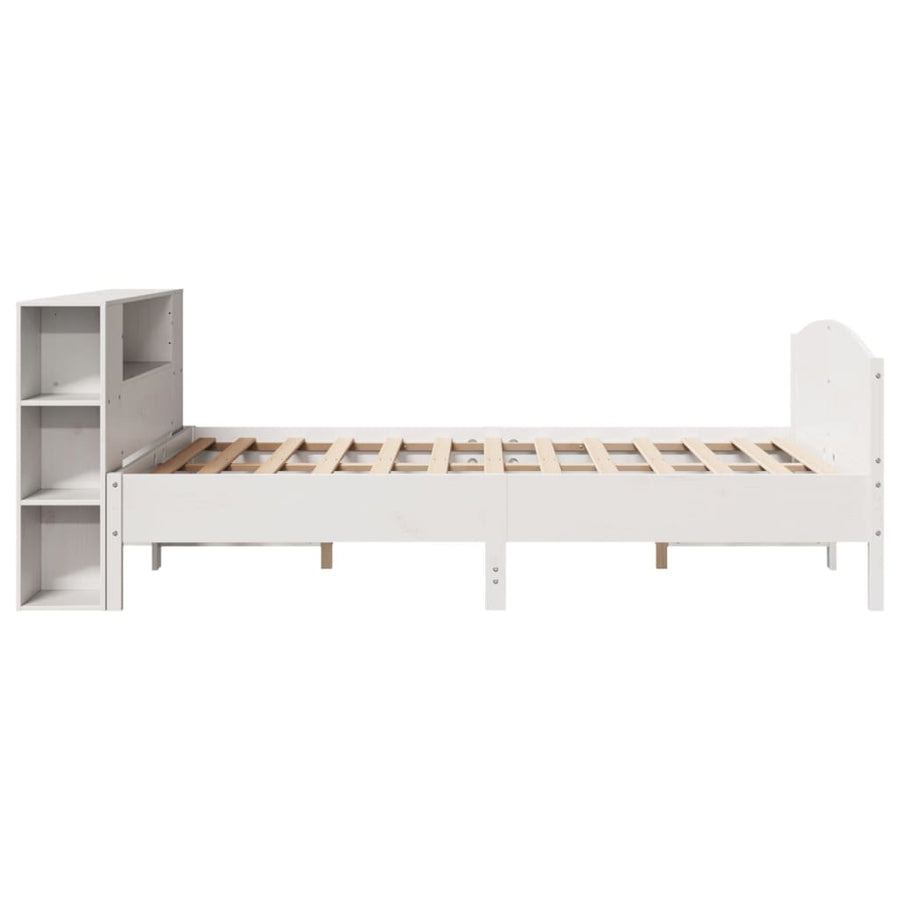 Bed met boekenkast zonder matras grenenhout wit 140x200 cm