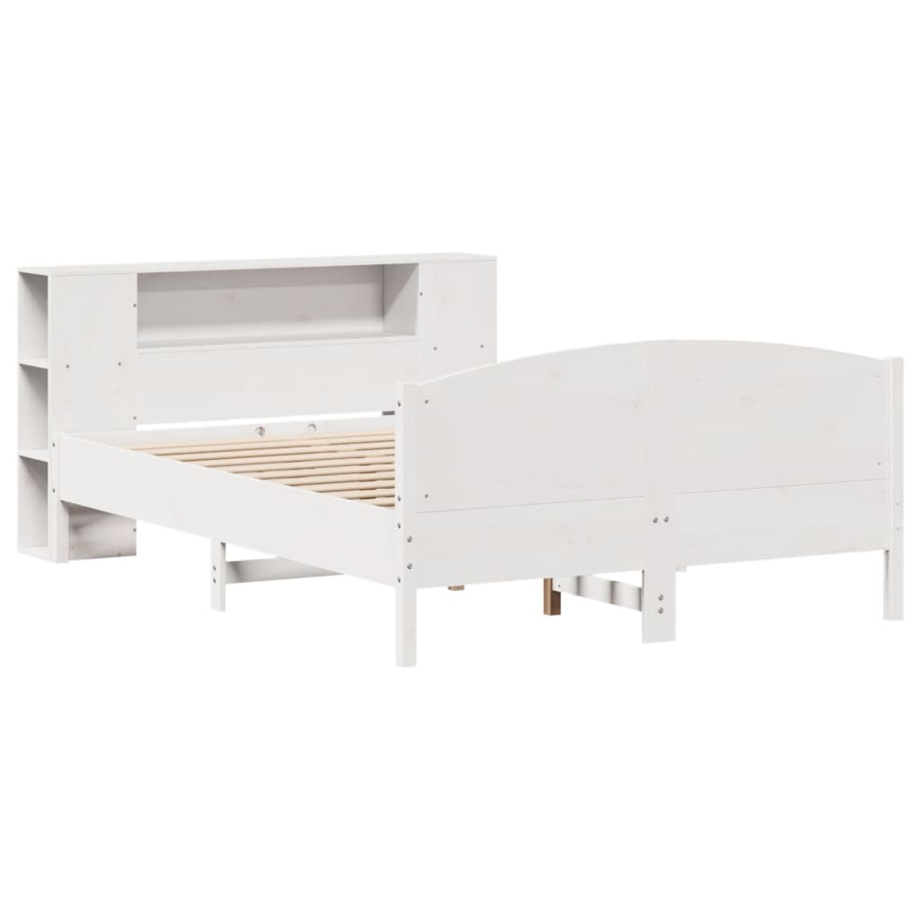 Bed met boekenkast zonder matras grenenhout wit 120x200 cm