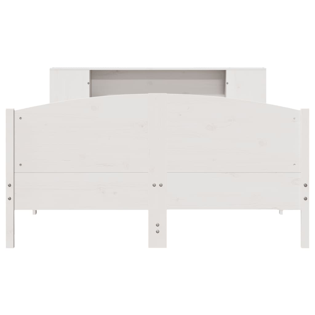 Bed met boekenkast zonder matras grenenhout wit 120x200 cm
