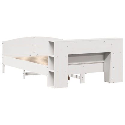 Bed met boekenkast zonder matras grenenhout wit 120x200 cm