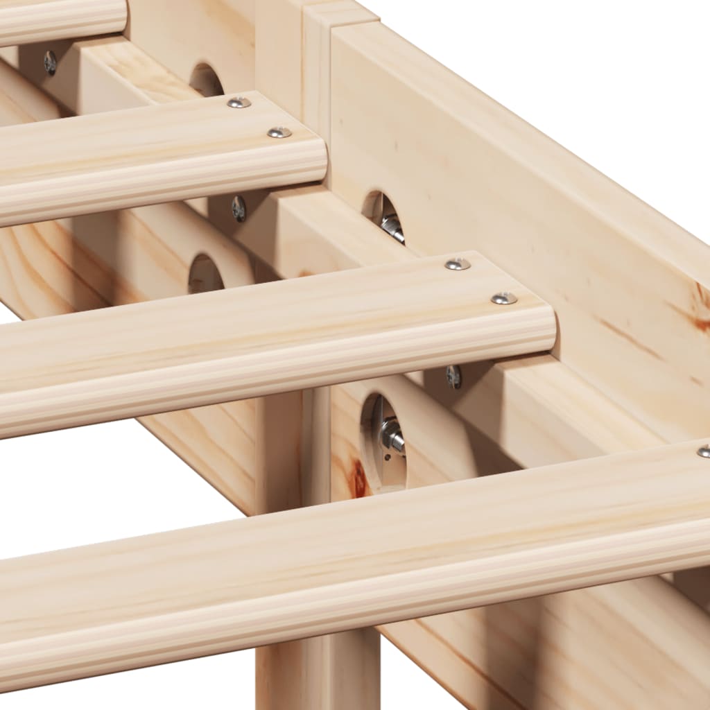 Bed met boekenkast zonder matras massief grenenhout 140x190 cm