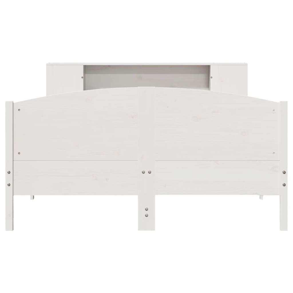 Bed met boekenkast zonder matras grenenhout wit 140x190 cm