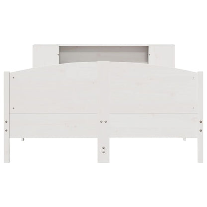 Bed met boekenkast zonder matras grenenhout wit 140x190 cm
