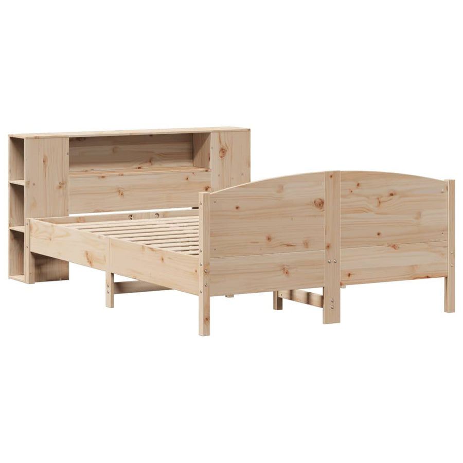 Bed met boekenkast zonder matras massief grenenhout 135x190 cm