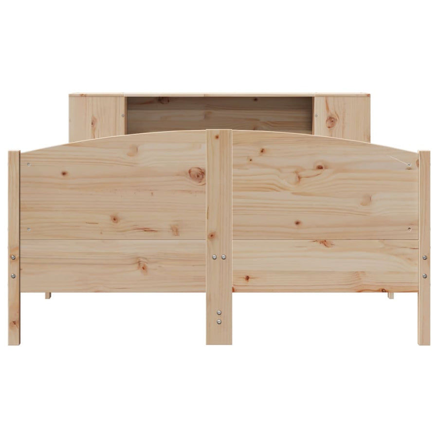 Bed met boekenkast zonder matras massief grenenhout 135x190 cm
