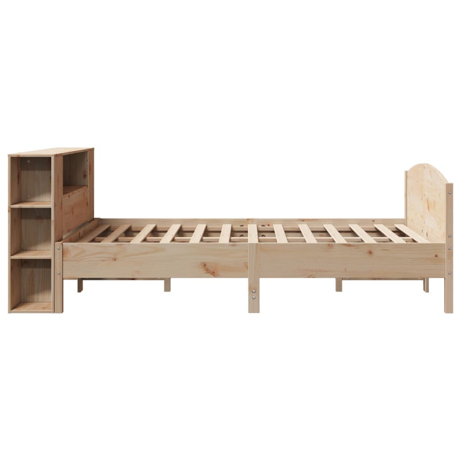 Bed met boekenkast zonder matras massief grenenhout 135x190 cm