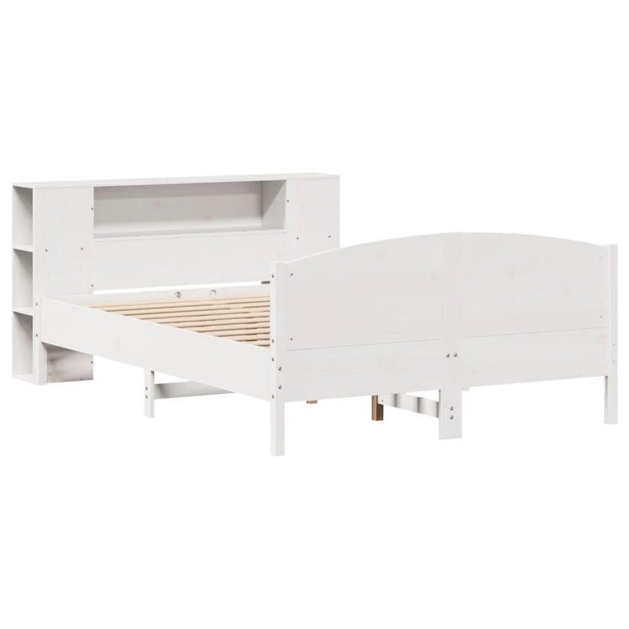 Bed met boekenkast zonder matras grenenhout wit 135x190 cm