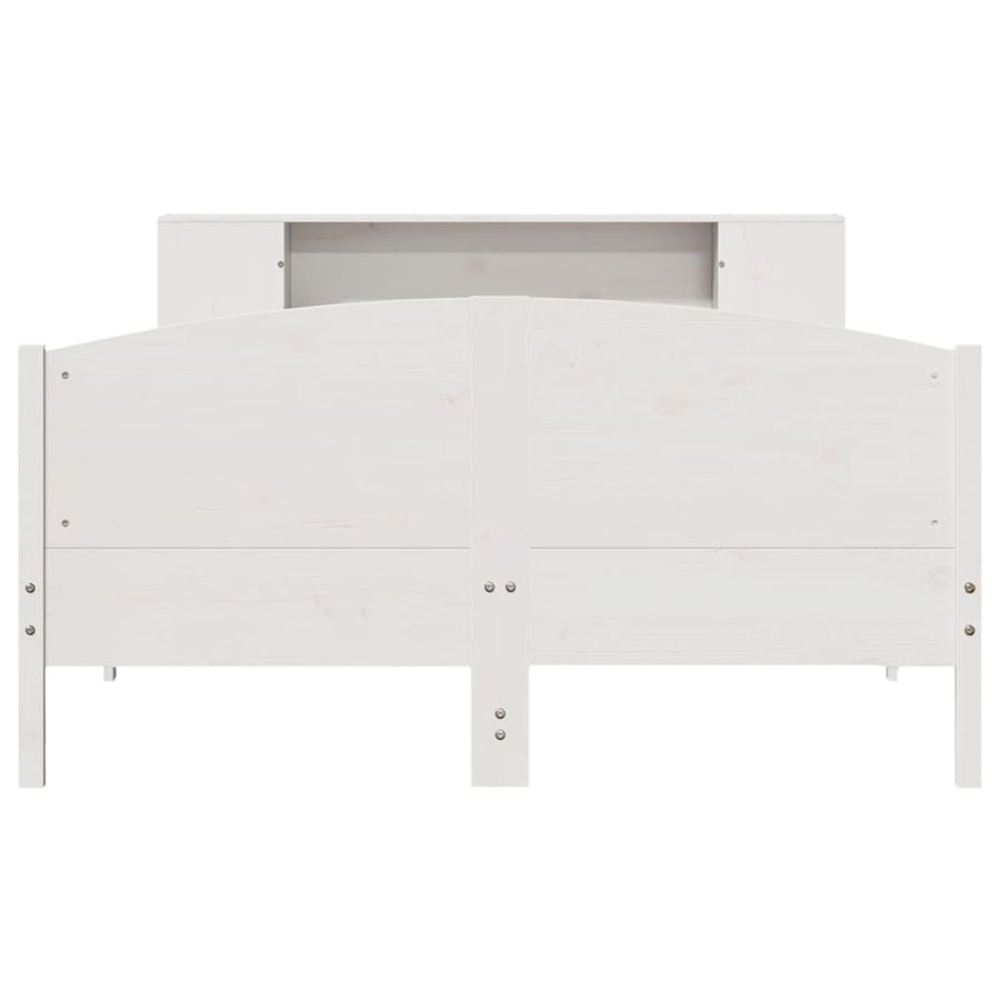 Bed met boekenkast zonder matras grenenhout wit 135x190 cm