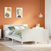 Bed met boekenkast grenenhout wit 135x190 cm
