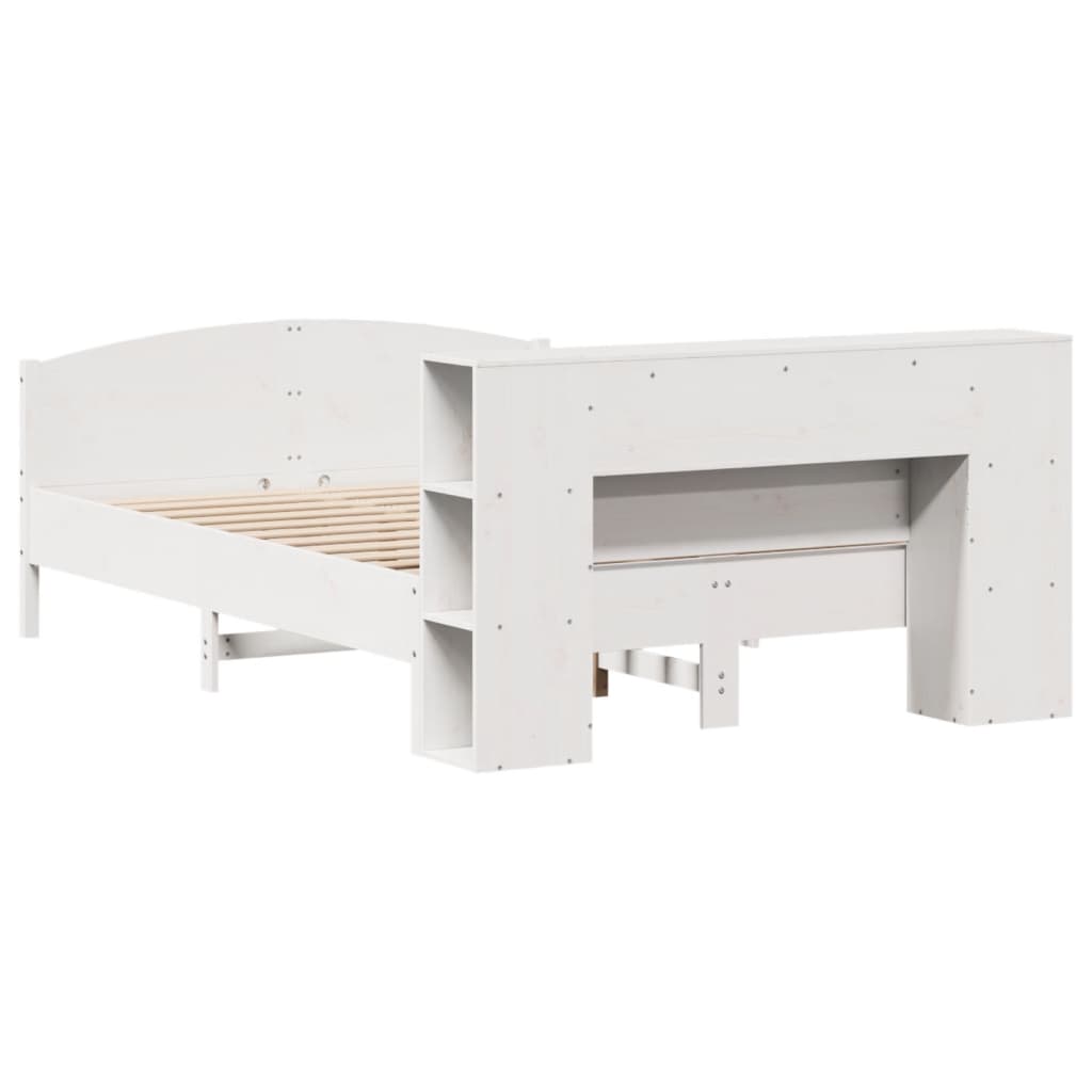 Bed met boekenkast zonder matras grenenhout wit 120x190 cm