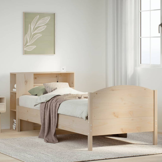 Bed met boekenkast zonder matras massief grenenhout 100x200 cm