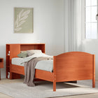 Bed met boekenkast zonder matras grenenhout wasbruin 90x190 cm