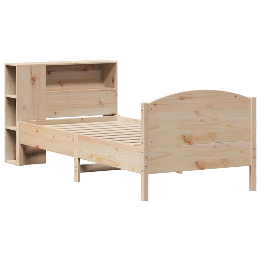 Bed met boekenkast zonder matras massief grenenhout 75x190 cm