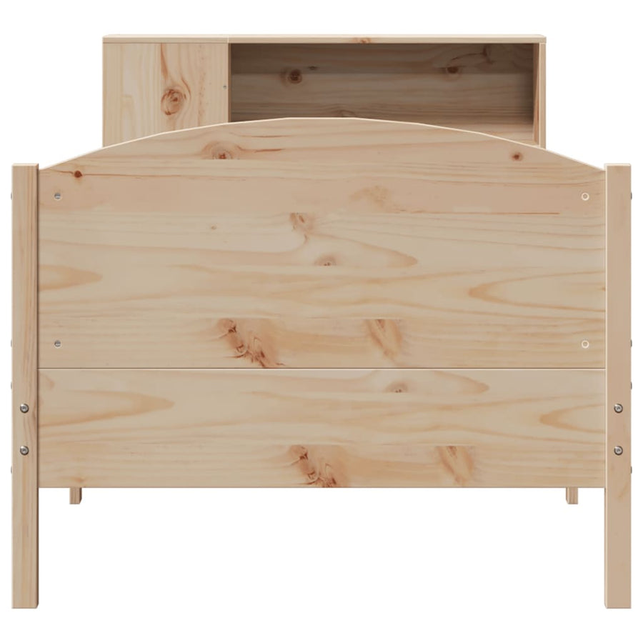 Bed met boekenkast zonder matras massief grenenhout 75x190 cm
