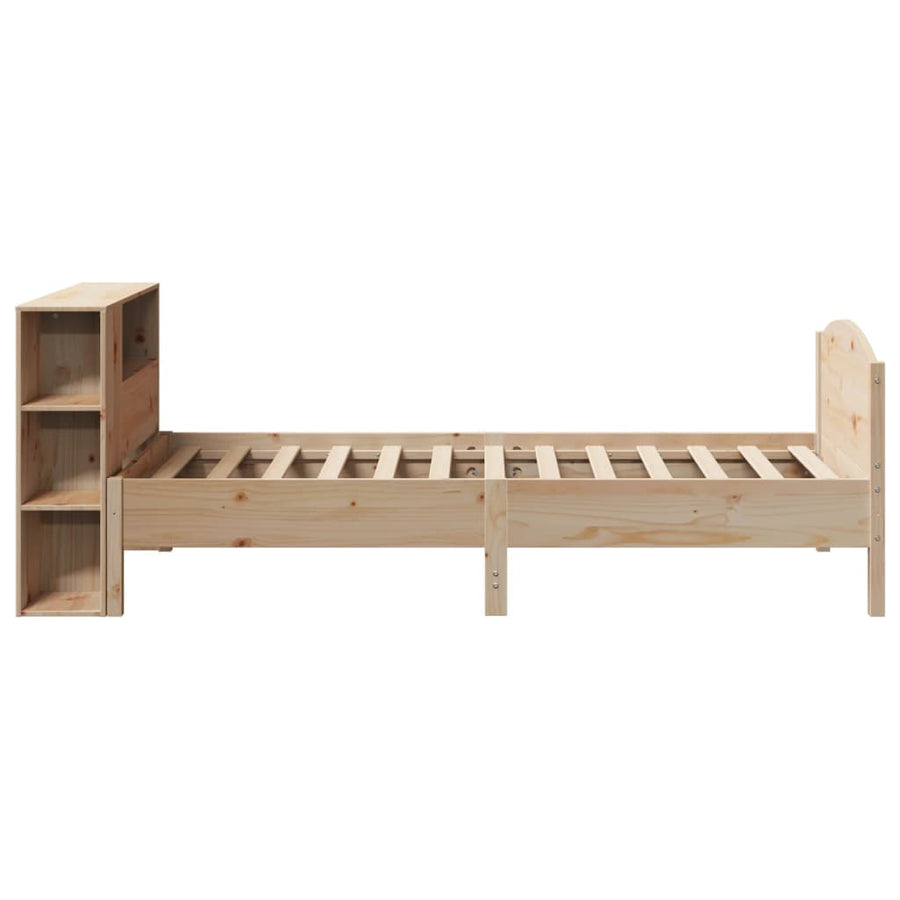 Bed met boekenkast zonder matras massief grenenhout 75x190 cm
