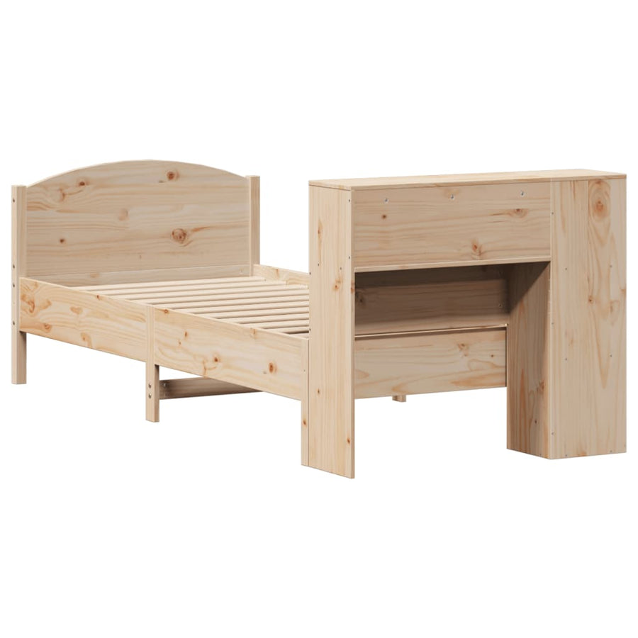 Bed met boekenkast zonder matras massief grenenhout 75x190 cm