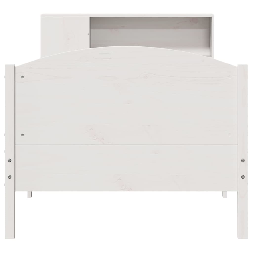 Bed met boekenkast zonder matras grenenhout wit 75x190 cm