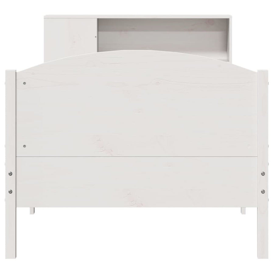 Bed met boekenkast zonder matras grenenhout wit 75x190 cm