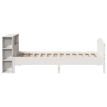 Bed met boekenkast zonder matras grenenhout wit 75x190 cm