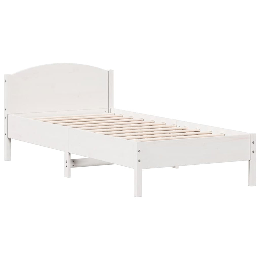 Bed met boekenkast zonder matras grenenhout wit 75x190 cm