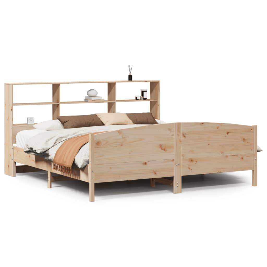 Bed met boekenkast zonder matras massief grenenhout 180x200 cm