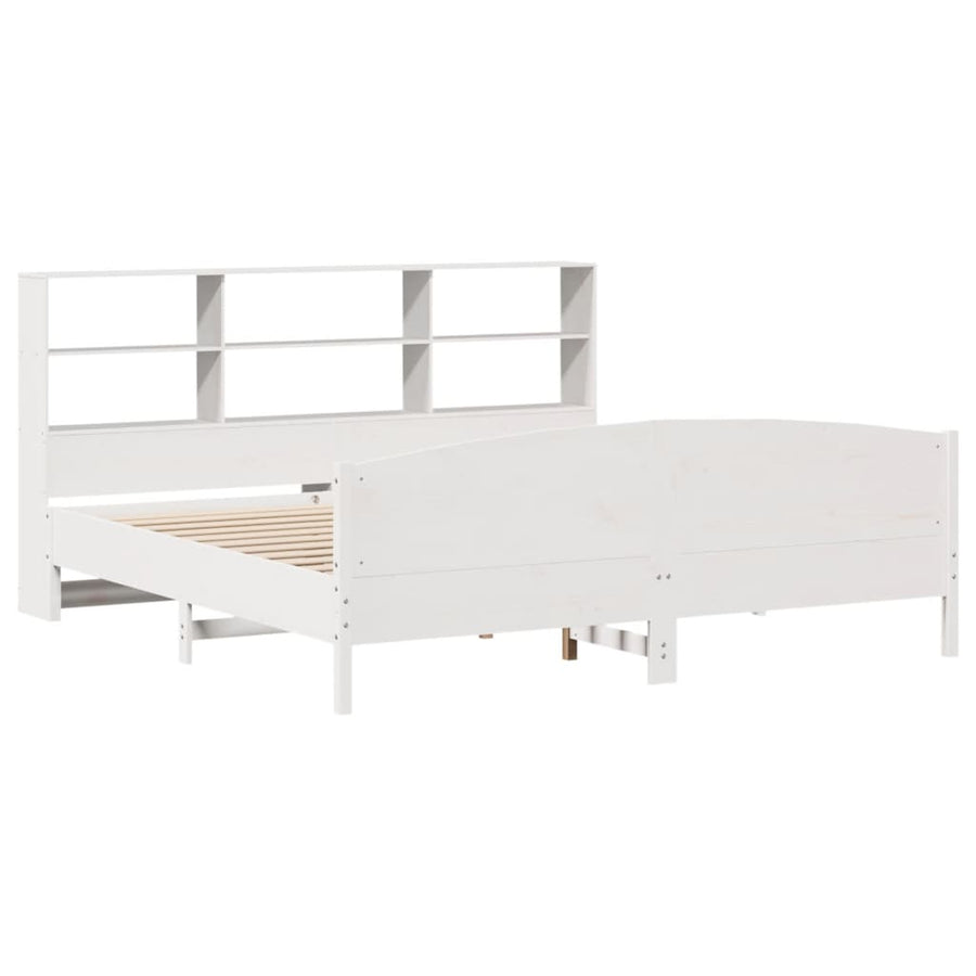 Bed met boekenkast zonder matras grenenhout wit 180x200 cm