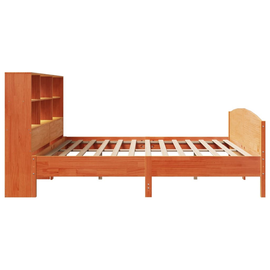 Bed met boekenkast zonder matras grenenhout wasbruin 180x200 cm