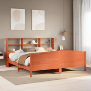Bed met boekenkast grenenhout wasbruin 180x200 cm