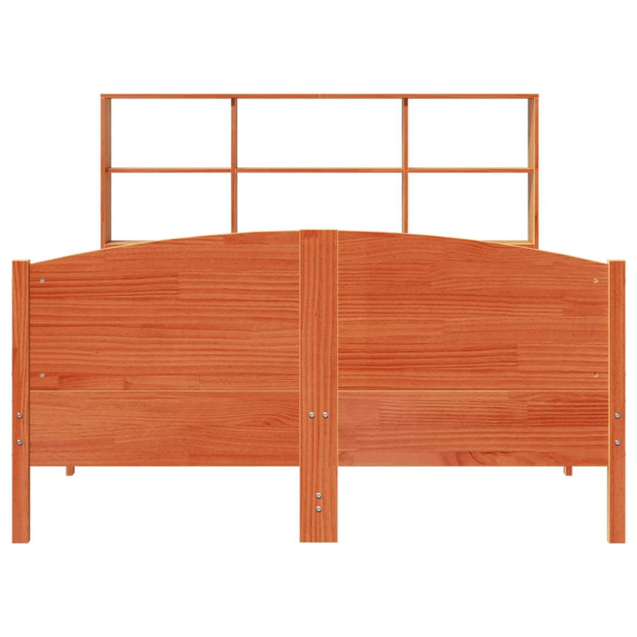 Bed met boekenkast zonder matras grenenhout wasbruin 160x200 cm
