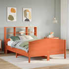 Bed met boekenkast zonder matras grenenhout wasbruin 140x200 cm