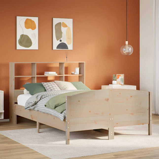 Bed met boekenkast zonder matras massief grenenhout 120x200 cm