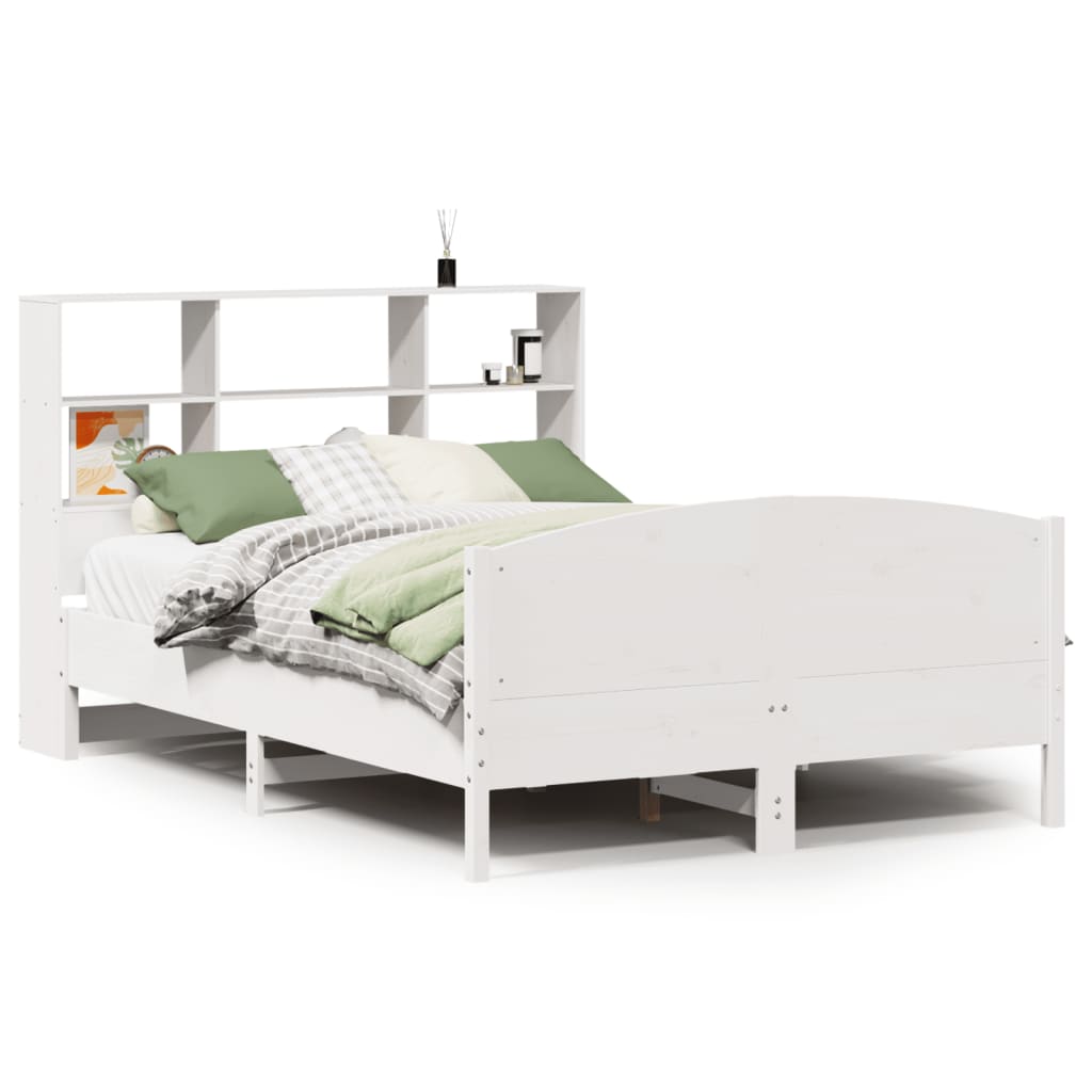 Bed Met Boekenkast Zonder Matras Grenenhout 120 x 200 cm Wit